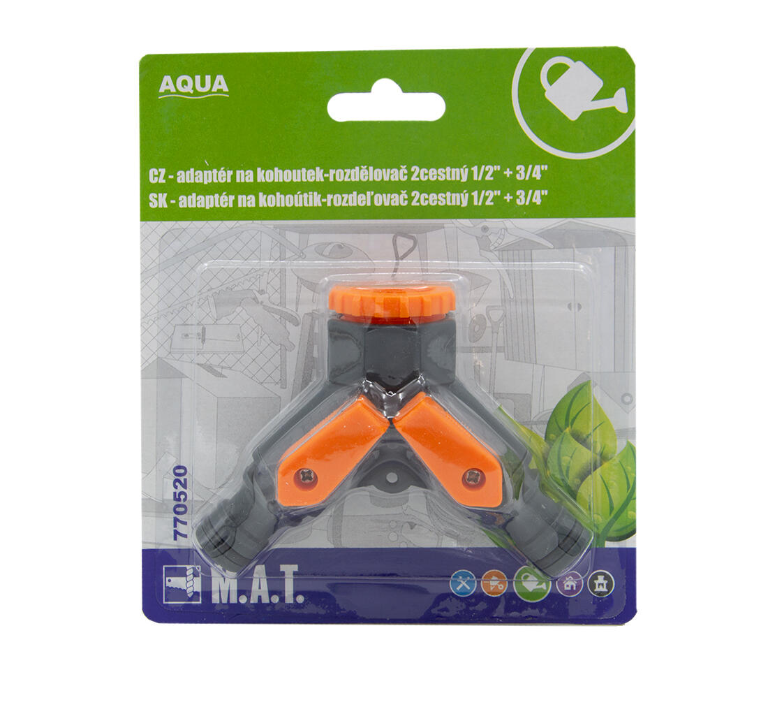 adaptér na kohoutek-rozdělovač 2cestný 1/2" + 3/4" 0.04 Kg MTA MAXMIX Sklad14 770520
