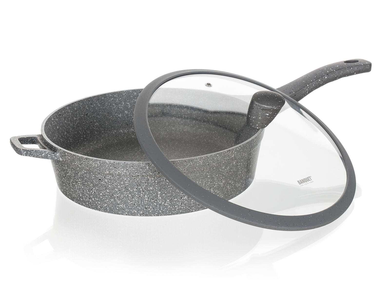 pánev 28x4,3cm nepřiln.povrch GRANITE GREY se skl.poklicí