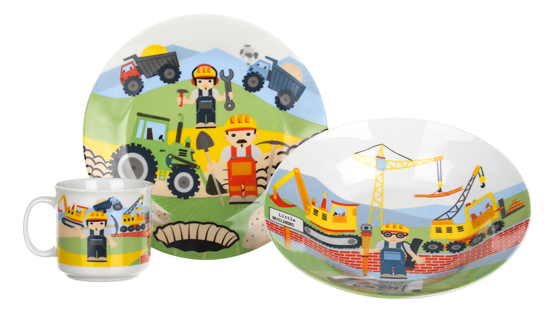 sada jídelní dětská THE BUILDERS 3díl. keramická 0.93 Kg MTA MAXMIX Sklad14 325986