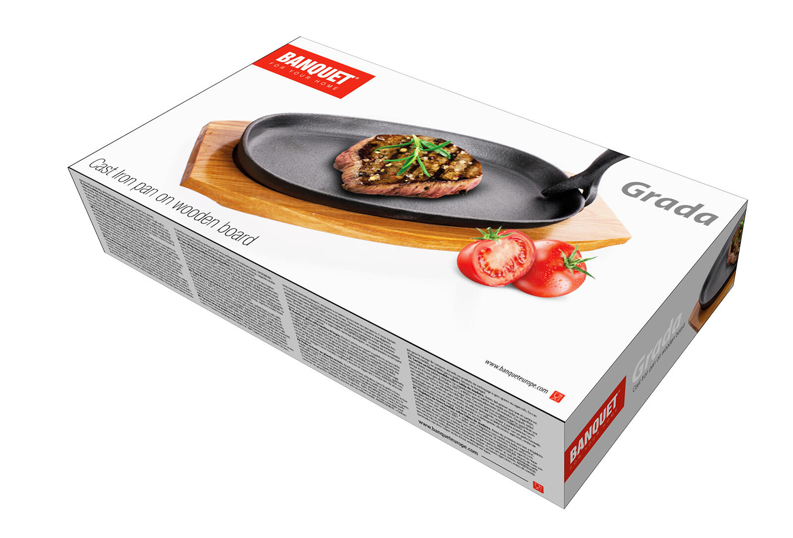 pánev 23x14cm GRADA litina + dřev.prkénko