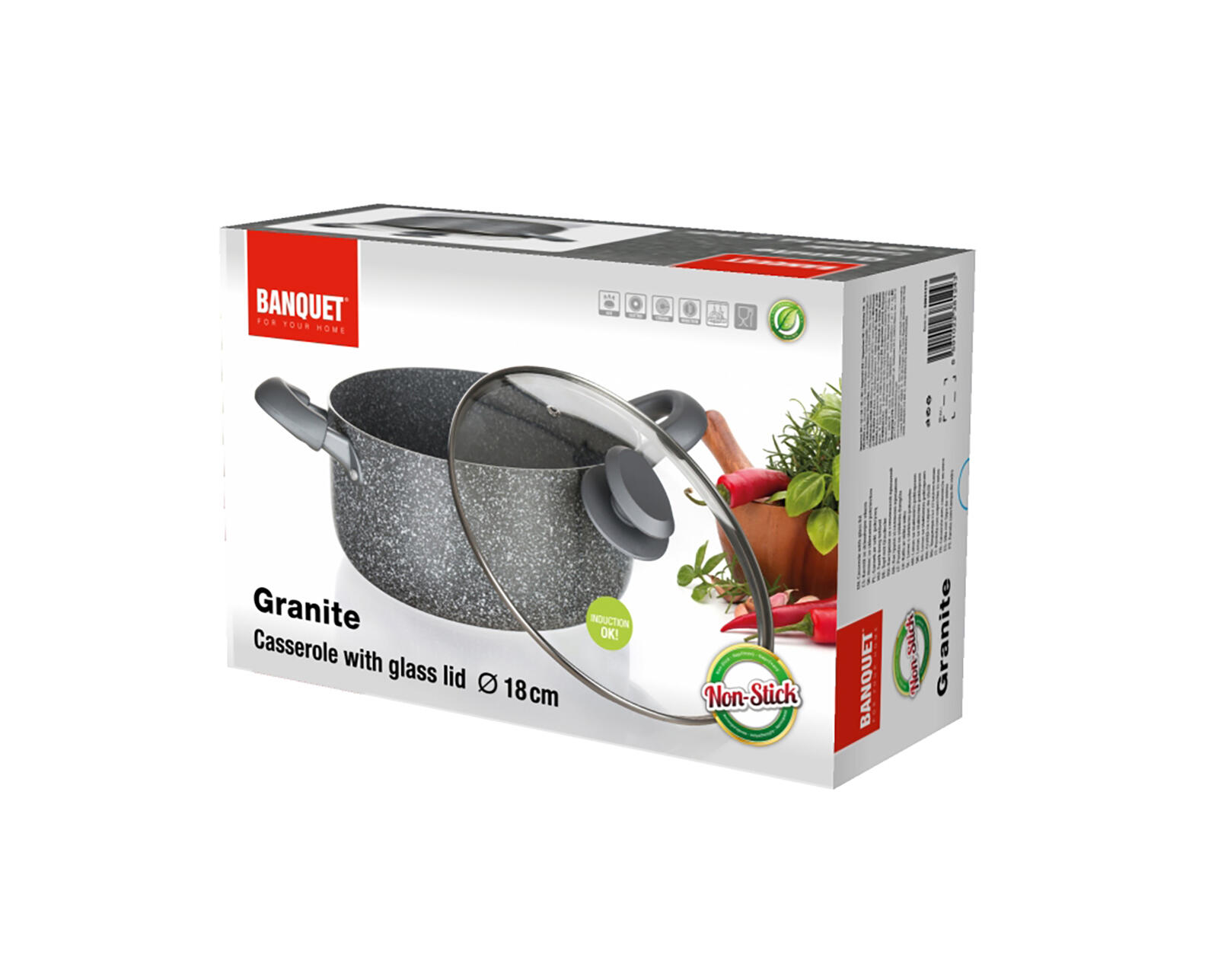 hrnec 18x8,5cm nepřiln.povrch GRANITE se skl.poklicí