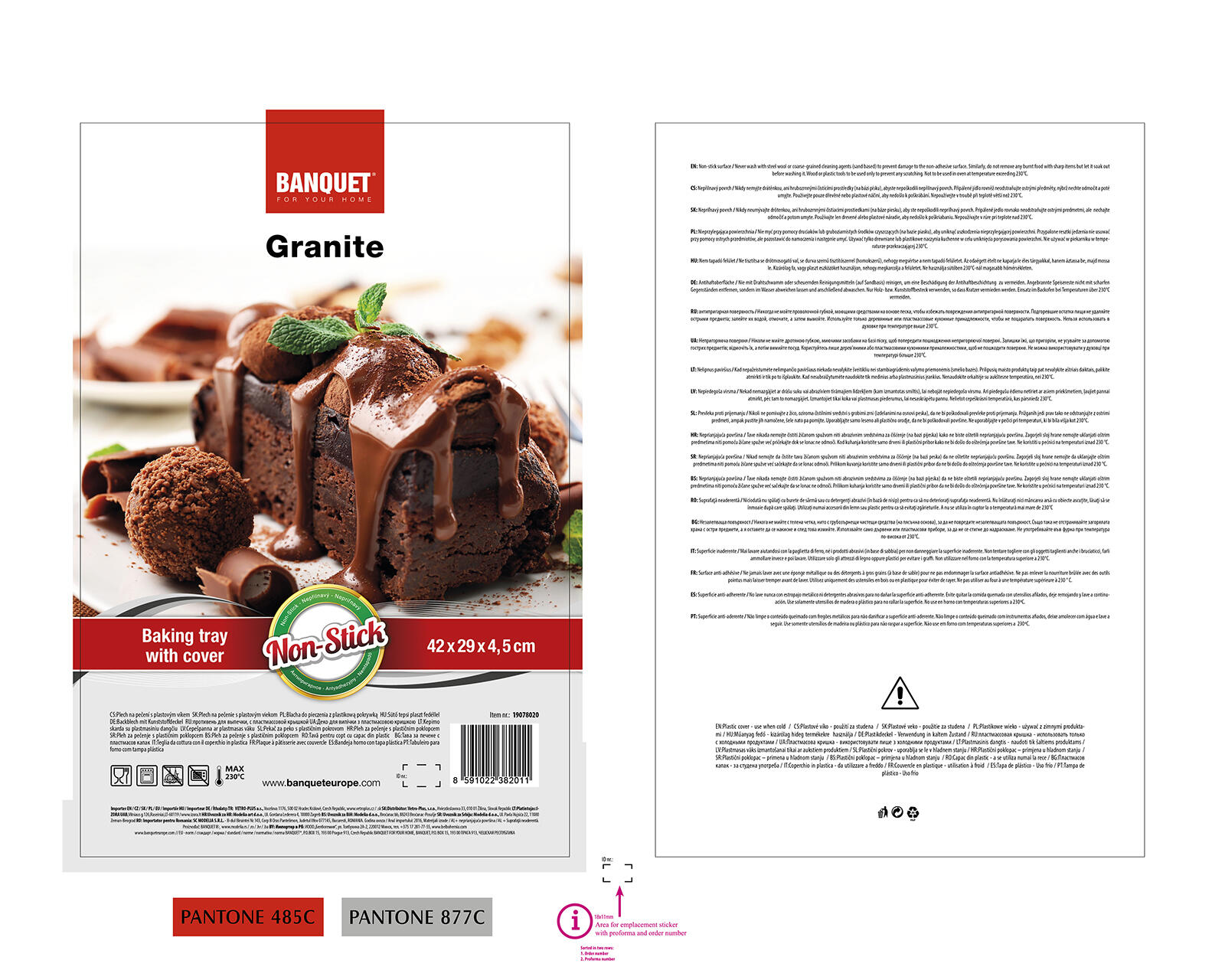 plech na pečení 42x29x4,5cm GRANITE nepřiln.povrch + víko PH 0.8 Kg MTA MAXMIX Sklad14 368990