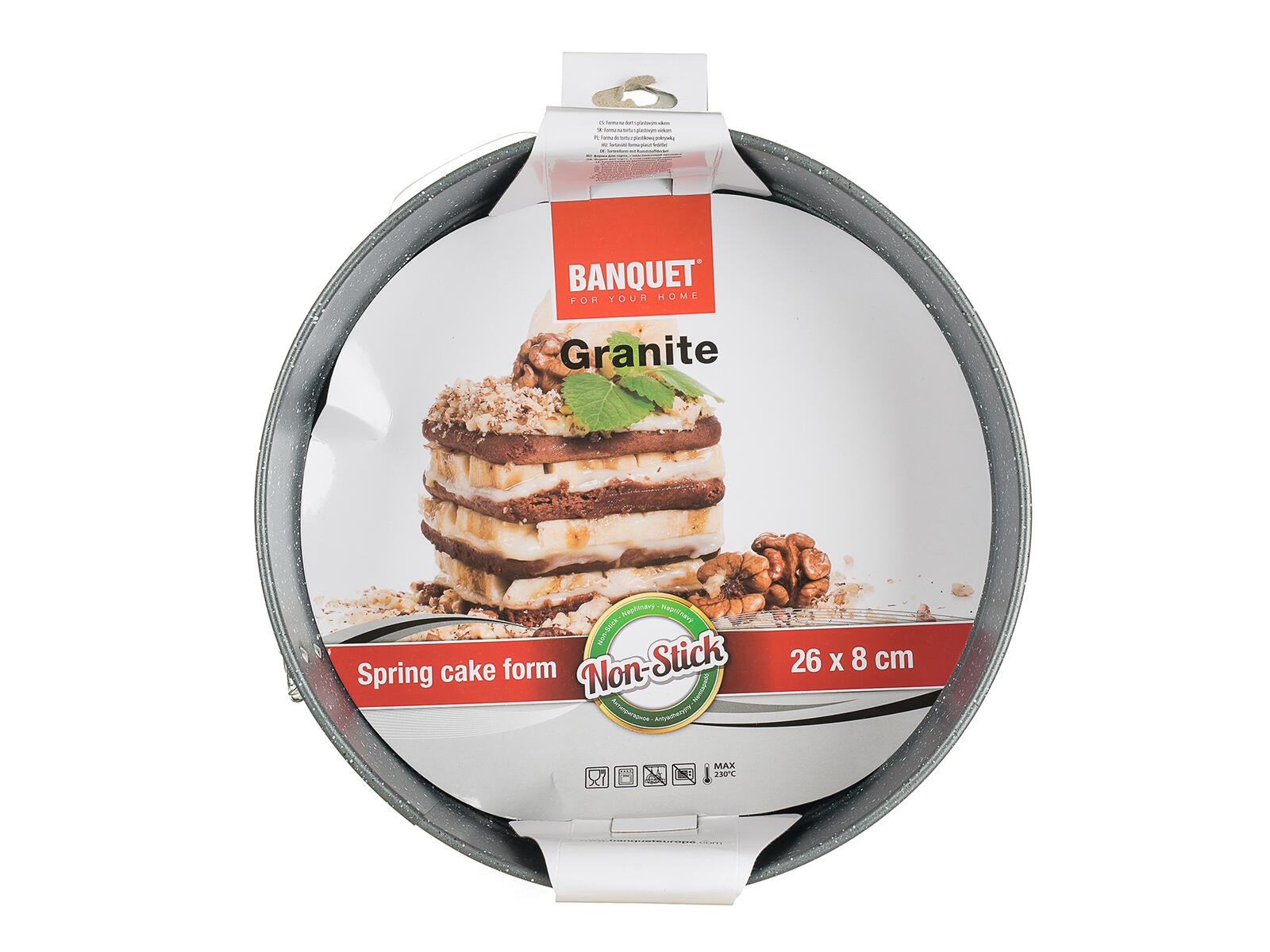 forma na dort 26cm nepřiln.povrch GRANITE + PH víko 0.47 Kg MTA MAXMIX Sklad14 368994