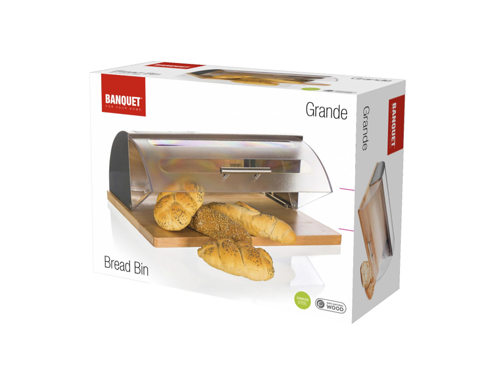 chlebovka 39x28,5x15cm.GRANDE dřev./nerez/PH 2.25 Kg MTA MAXMIX Sklad14 369049