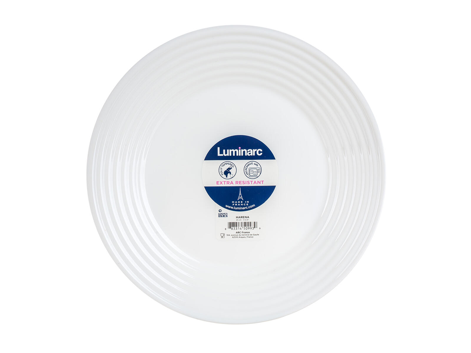 talíř mělký skleněný HARENA 25cm BÍ 0.36 Kg MTA MAXMIX Sklad14 265655