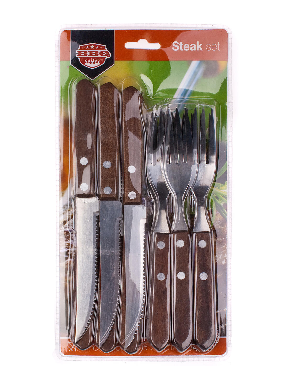 příbor steakový BBQ (6+6ks) nerez, dřev.rukojeť tm. 0.34 Kg MTA MAXMIX Sklad14 368004