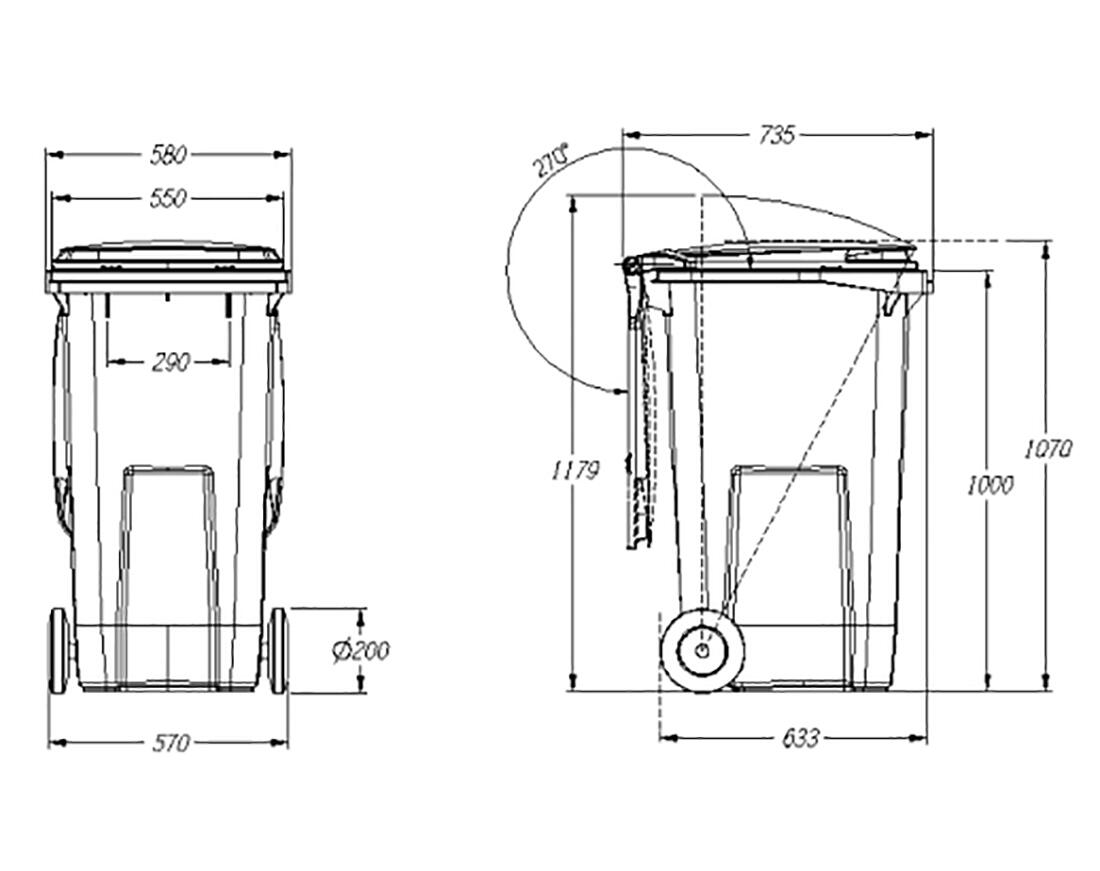 nádoba na odpadky 240l PH HN 10.28 Kg MTA MAXMIX Sklad14 487042