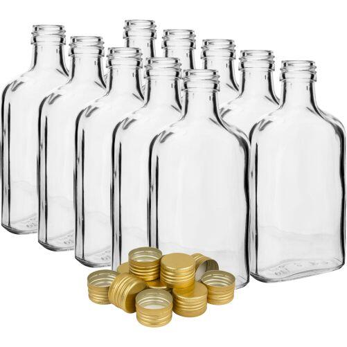 láhev placatka 200ml skleněná s uzávěrem (10ks) 1.99Kg MAT MAXMIX Sklad14 330924