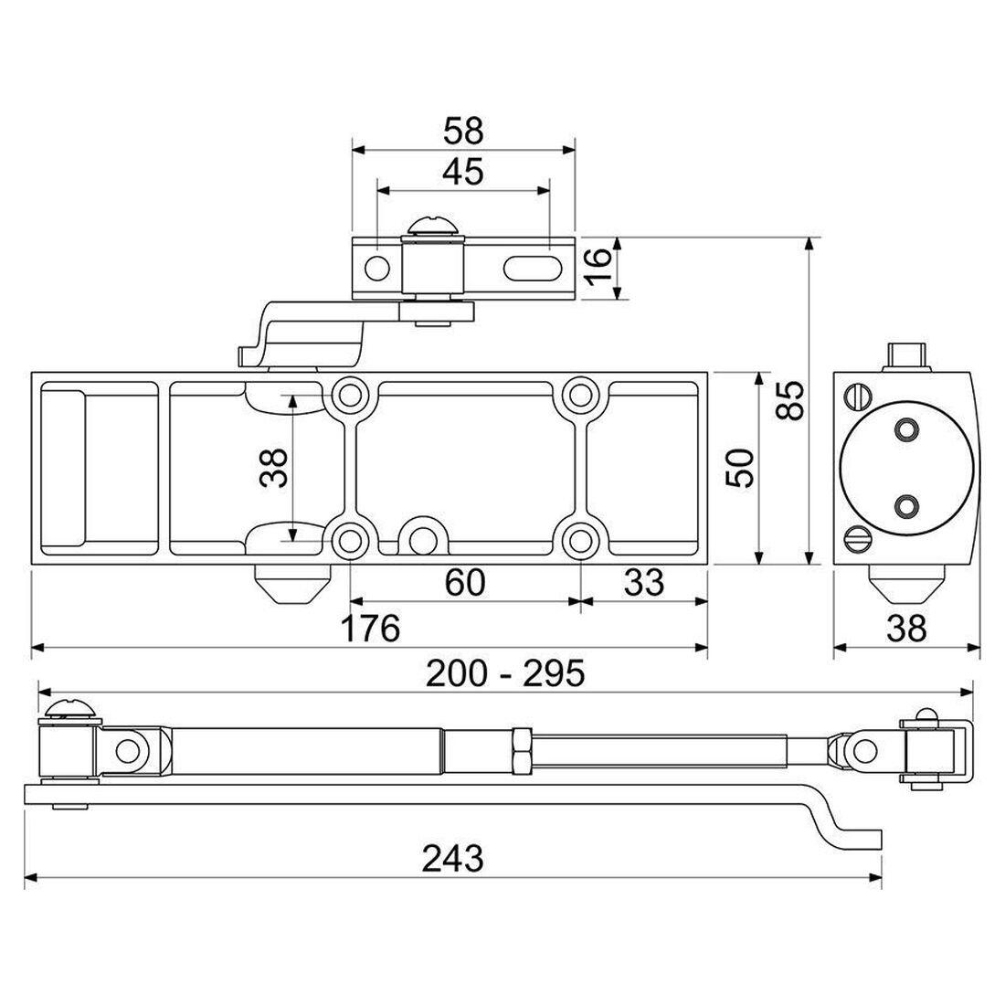 zavírač dveřní RZ.903  30-65kg STŘ protipožární  RICHTER 1.4 Kg MTA MAXMIX Sklad14 495024