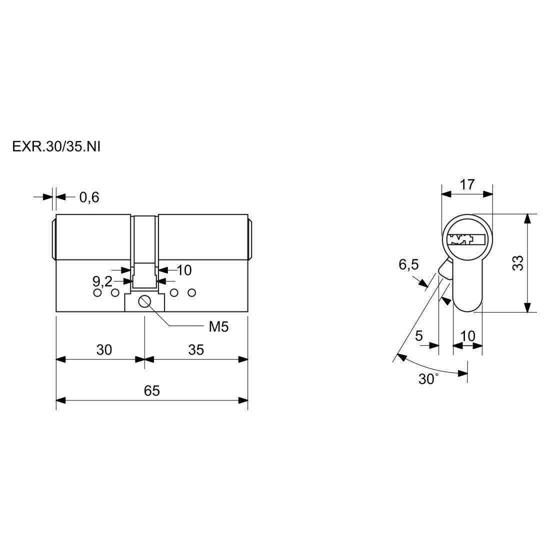vložka cylindrická 30+35 6kl. Ni, 4.třída bezpečnosti  RICHTER 0.28 Kg MTA MAXMIX Sklad14 495028