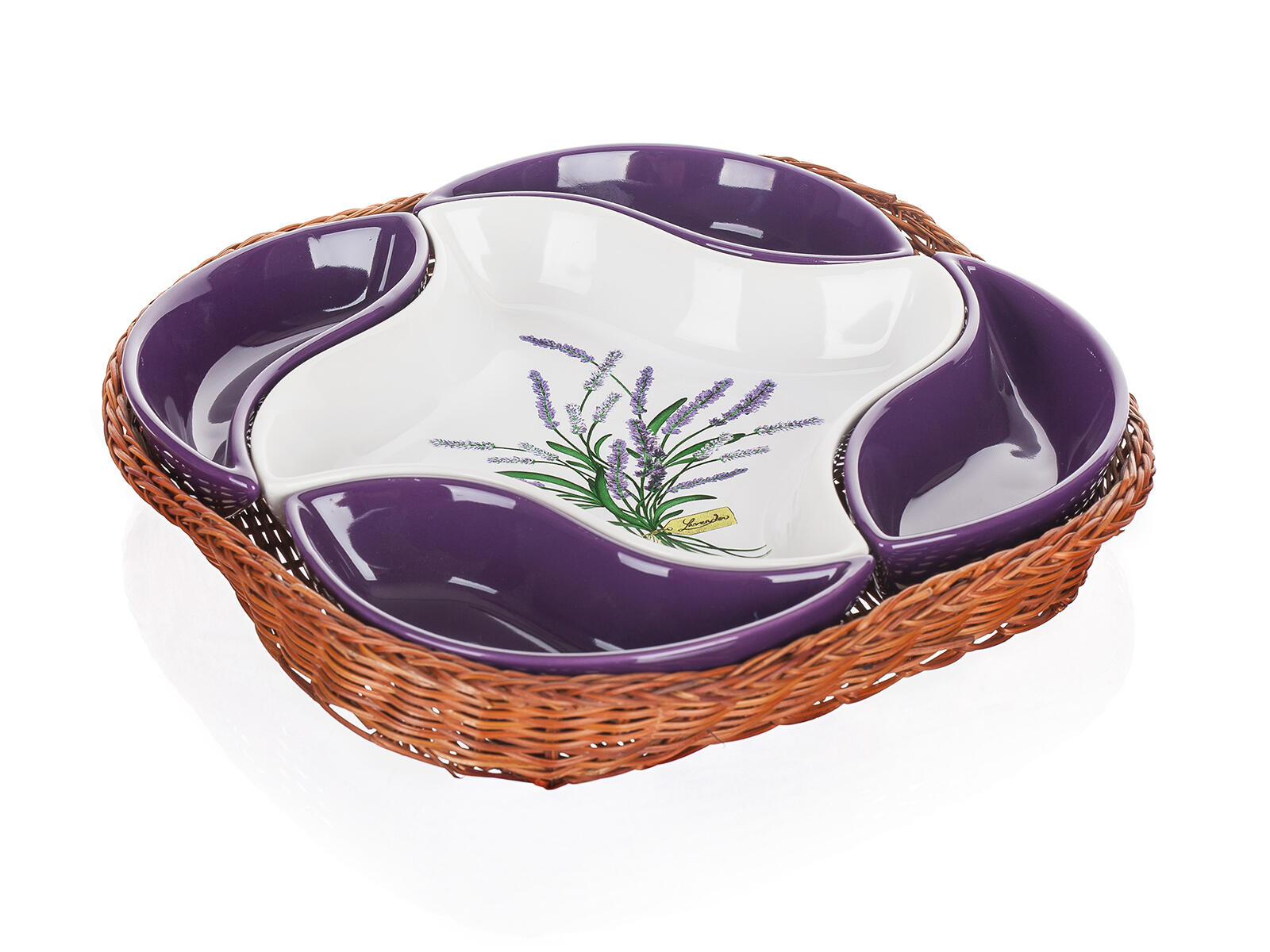 miska sada 5díl.28x28cm LAVENDER, v košíku, keramika/proutí 1.76 Kg MTA MAXMIX Sklad14 369144