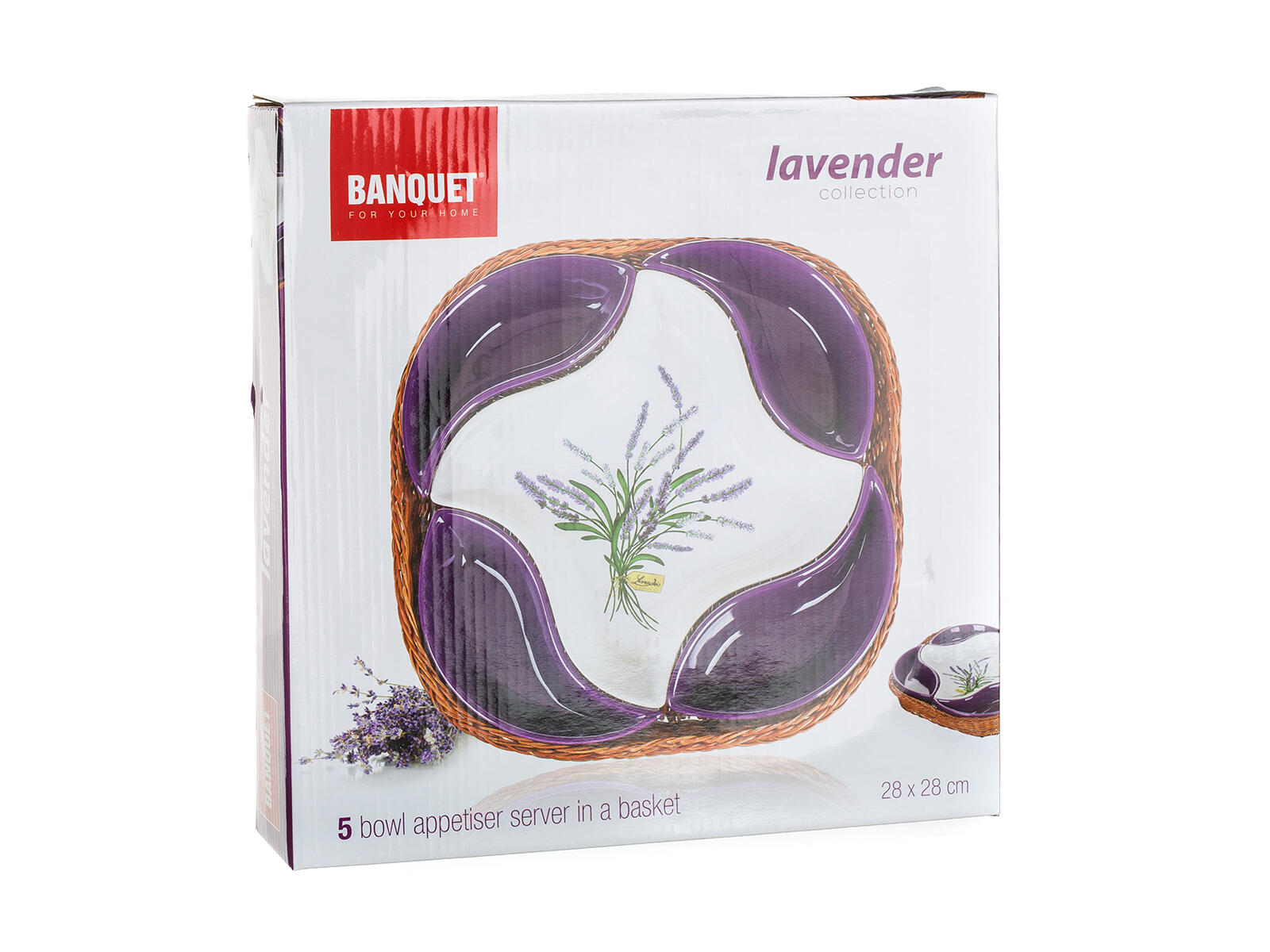 miska sada 5díl.28x28cm LAVENDER, v košíku, keramika/proutí 1.76 Kg MTA MAXMIX Sklad14 369144