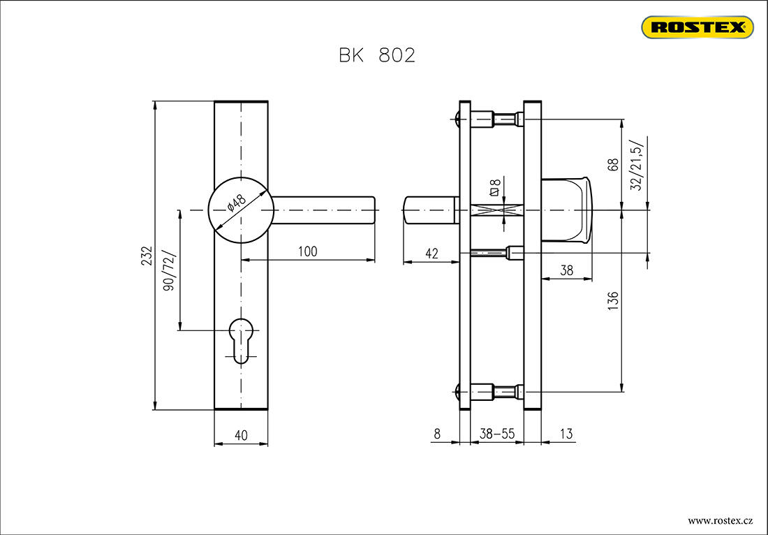 kování bezp. 802/90mm Cr-nerez 1.48 Kg MTA MAXMIX Sklad14 496031