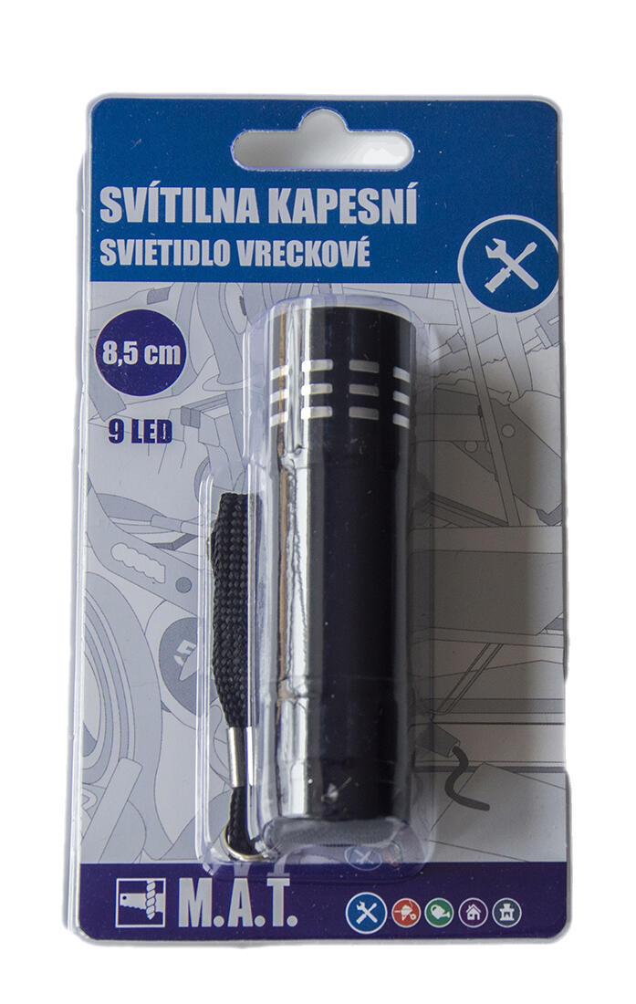 svítilna kapesní  8,5cm 9LED Al ČER 0.03 Kg MTA MAXMIX Sklad14 385298