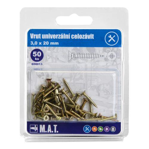 vrut un.celozávit 3,0x 20mm ZZ (50ks) 0.05 Kg MTA MAXMIX Sklad14 600013