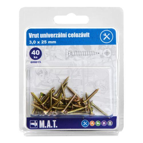 vrut un.celozávit 3,0x 25mm ZZ (40ks) 0.05 Kg MTA MAXMIX Sklad14 600015