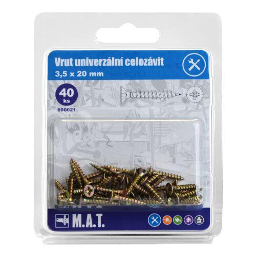 vrut un.celozávit 3,5x 20mm ZZ (40ks) 0.05 Kg MTA MAXMIX Sklad14 600021