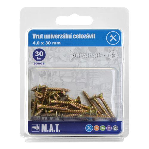 vrut un.celozávit 4,0x 30mm ZZ (30ks) 0.07 Kg MTA MAXMIX Sklad14 600033
