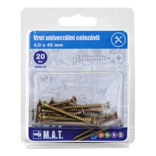 vrut un.celozávit 4,0x 45mm ZZ (20ks) 0.06 Kg MTA MAXMIX Sklad14 600039