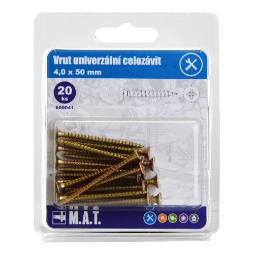 vrut un.celozávit 4,0x 50mm ZZ (20ks) 0.07 Kg MTA MAXMIX Sklad14 600041