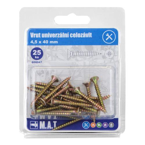 vrut un.celozávit 4,5x 40mm ZZ (25ks) 0.08 Kg MTA MAXMIX Sklad14 600047