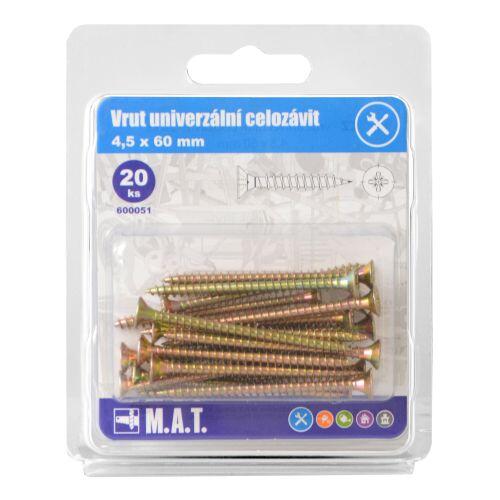 vrut un.celozávit 4,5x 60mm ZZ (20ks) 0.09 Kg MTA MAXMIX Sklad14 600051