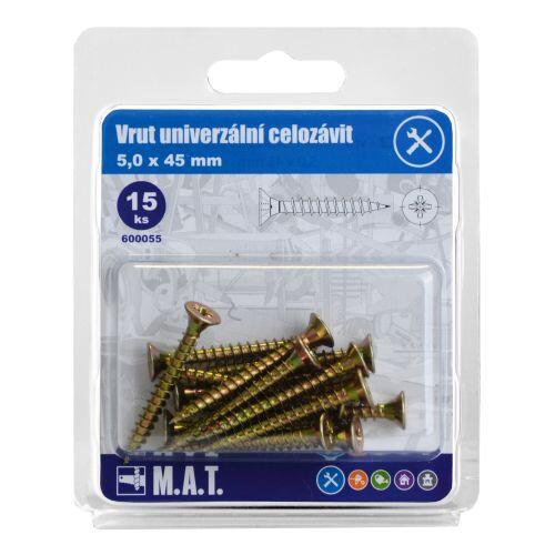 vrut un.celozávit 5,0x 45mm ZZ (15ks) 0.07 Kg MTA MAXMIX Sklad14 600055