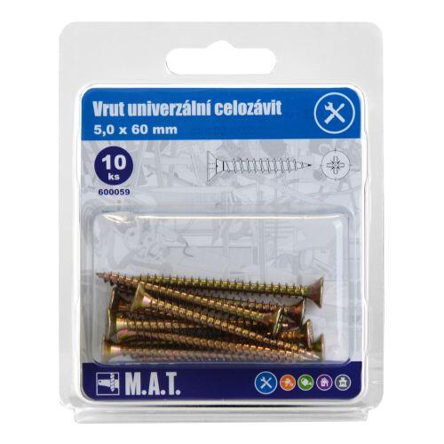 vrut un.celozávit 5,0x 60mm ZZ (10ks) 0.06 Kg MTA MAXMIX Sklad14 600059