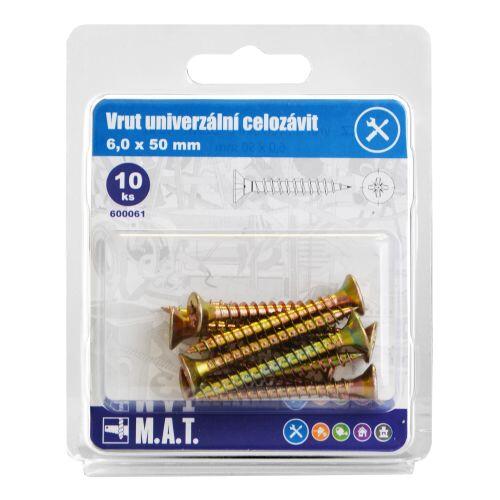 vrut un.celozávit 6,0x 50mm ZZ (10ks) 0.08 Kg MTA MAXMIX Sklad14 600061