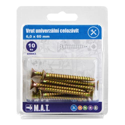 vrut un.celozávit 6,0x 60mm ZZ (10ks) 0.09 Kg MTA MAXMIX Sklad14 600063