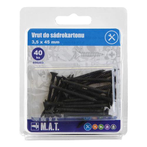 vrut do sádrokar.3,5x45mm jemný z.,f. (40ks) 0.1 Kg MTA MAXMIX Sklad14 600203