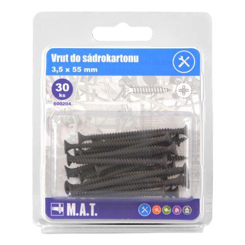 vrut do sádrokar.3,5x55mm jemný z.,f. (30ks) 0.09 Kg MTA MAXMIX Sklad14 600204