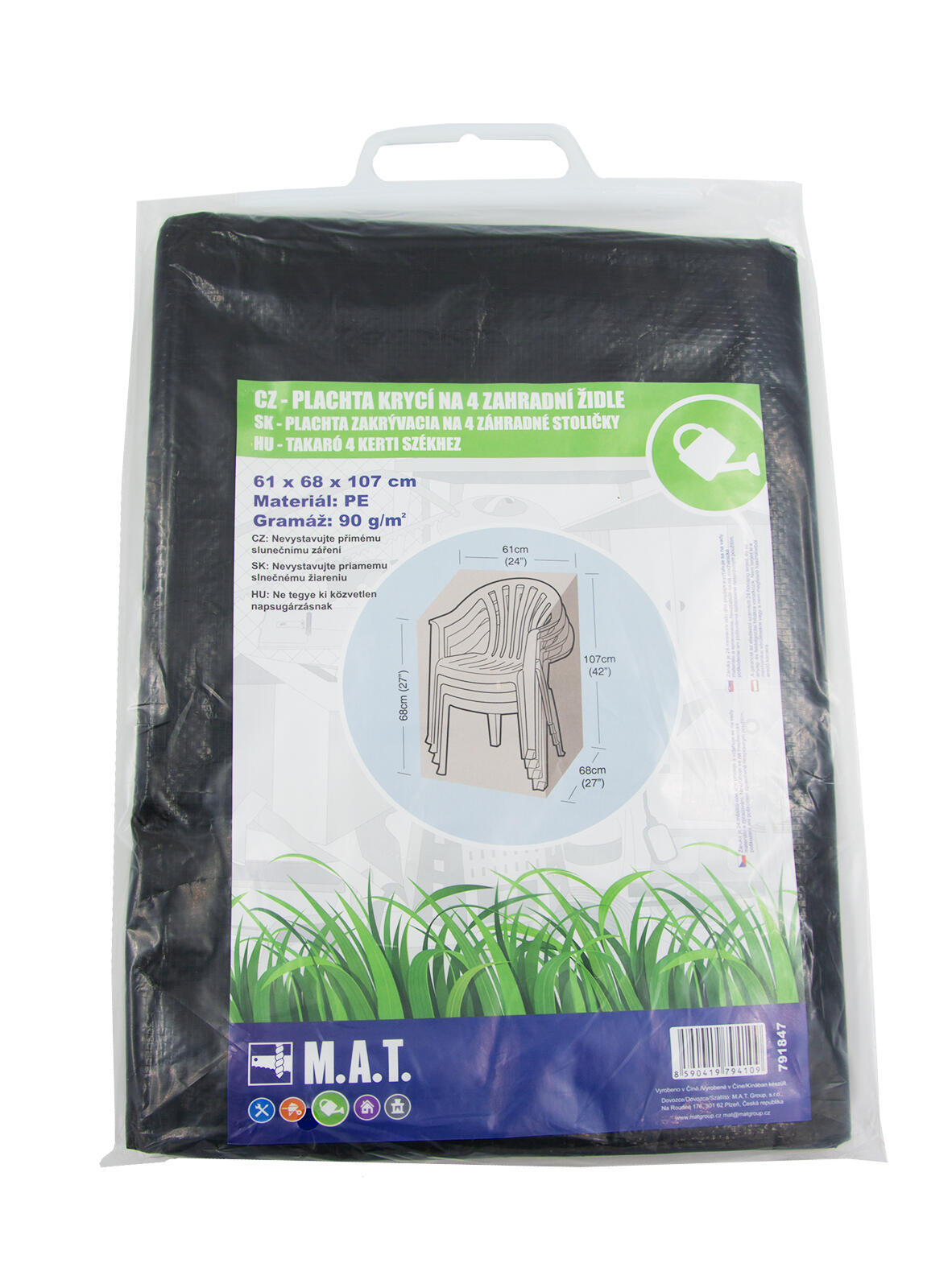 plachta krycí na 4 zahradní židle 61x68x107cm, PE 90g/m2 0.27 Kg MTA MAXMIX Sklad14 791847