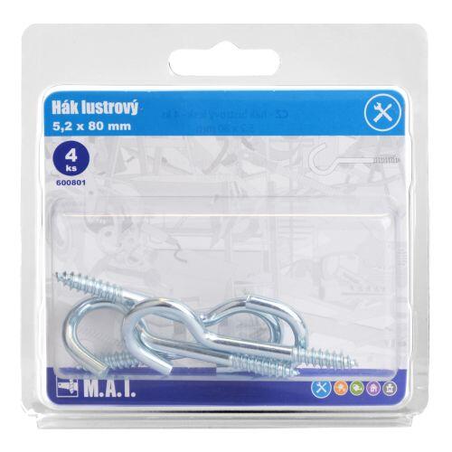hák lustrový  80x5,2mm lesk   (4ks) 0.09 Kg MTA MAXMIX Sklad14 600801