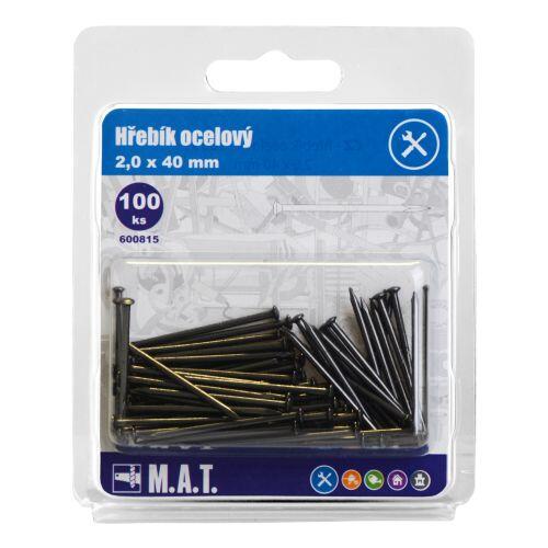 hřebík ocelový 40x2,0mm (100ks) 0.11 Kg MTA MAXMIX Sklad14 600815
