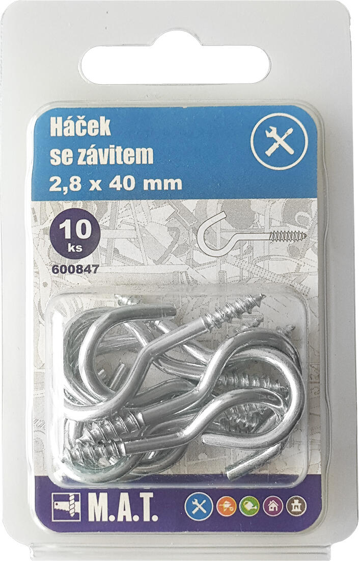 háček se závitem  20x2,3mm Zn (10ks) 0.02 Kg MTA MAXMIX Sklad14 600841