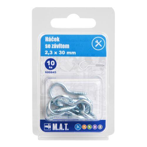 háček se závitem  30x2,3mm Zn (10ks) 0.03 Kg MTA MAXMIX Sklad14 600845