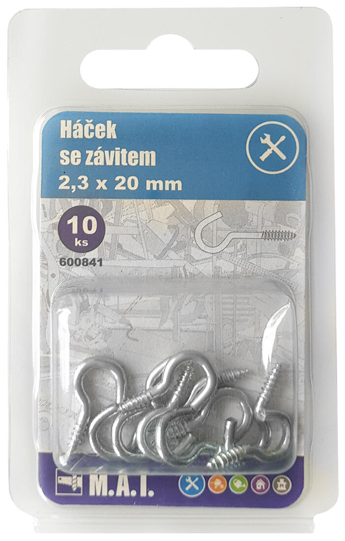 háček se závitem  40x2,8mm Zn (10ks) 0.04 Kg MTA MAXMIX Sklad14 600847