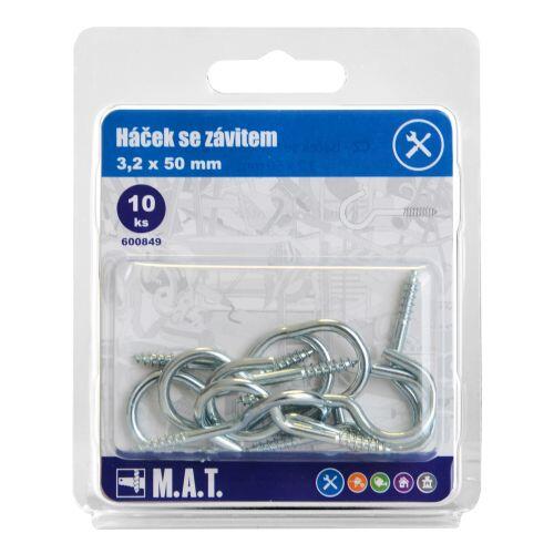 háček se závitem  50x3,2mm Zn (10ks) 0.06 Kg MTA MAXMIX Sklad14 600849