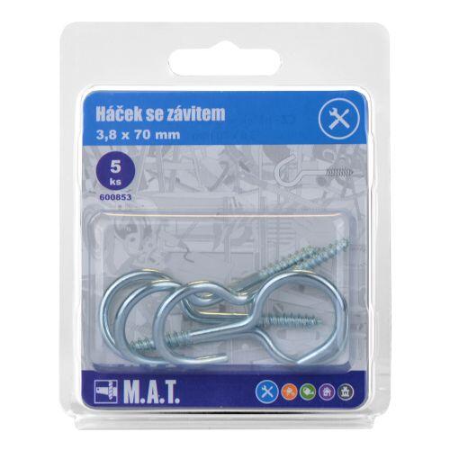 háček se závitem  70x3,8mm Zn (5ks) 0.06 Kg MTA MAXMIX Sklad14 600853