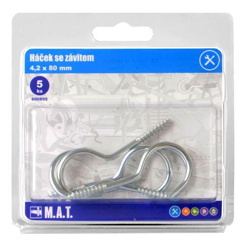 háček se závitem  80x4,2mm Zn (5ks) 0.08 Kg MTA MAXMIX Sklad14 600855