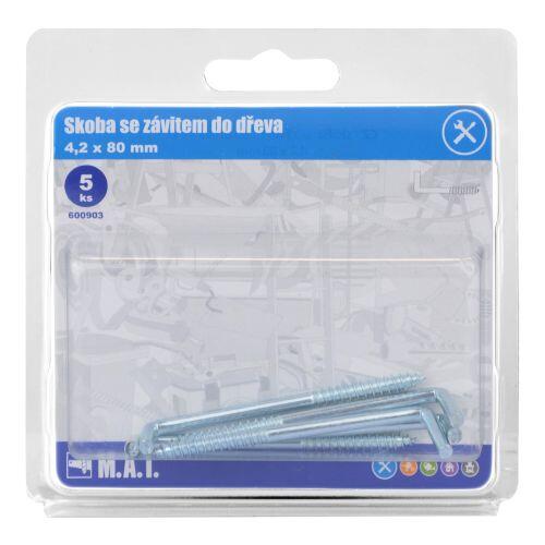 skoba se závitem do dřeva  80x4,2mm Zn (5ks) 0.07 Kg MTA MAXMIX Sklad14 600903