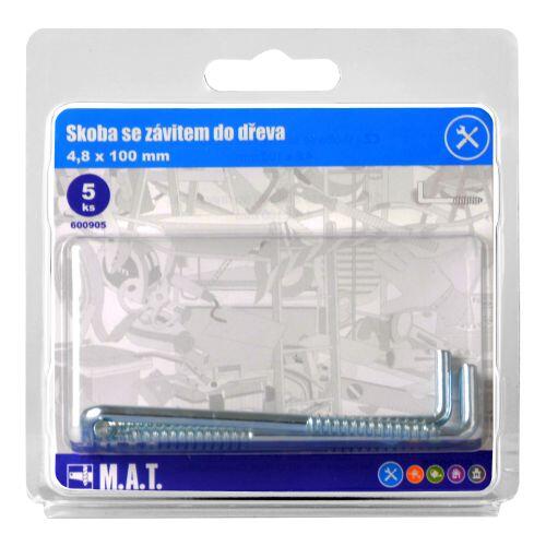 skoba se závitem do dřeva 100x4,8mm Zn (5ks) 0.1 Kg MTA MAXMIX Sklad14 600905