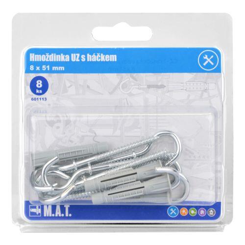 hmoždinka UZ  8x51mm s háčkem ZB (8ks) 0.12 Kg MTA MAXMIX Sklad14 601113