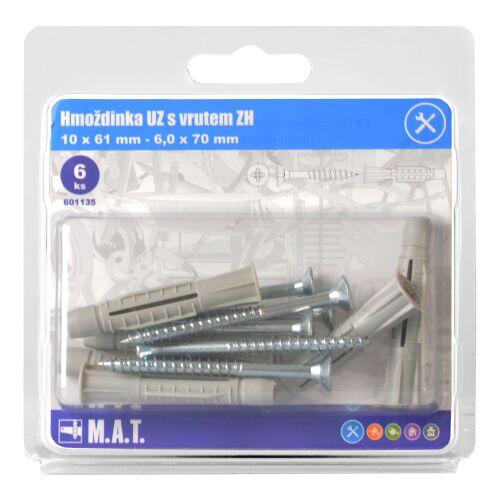 hmoždinka UZ pr.10mm s vrutem ZH ZB (6ks) 0.08 Kg MTA MAXMIX Sklad14 601135
