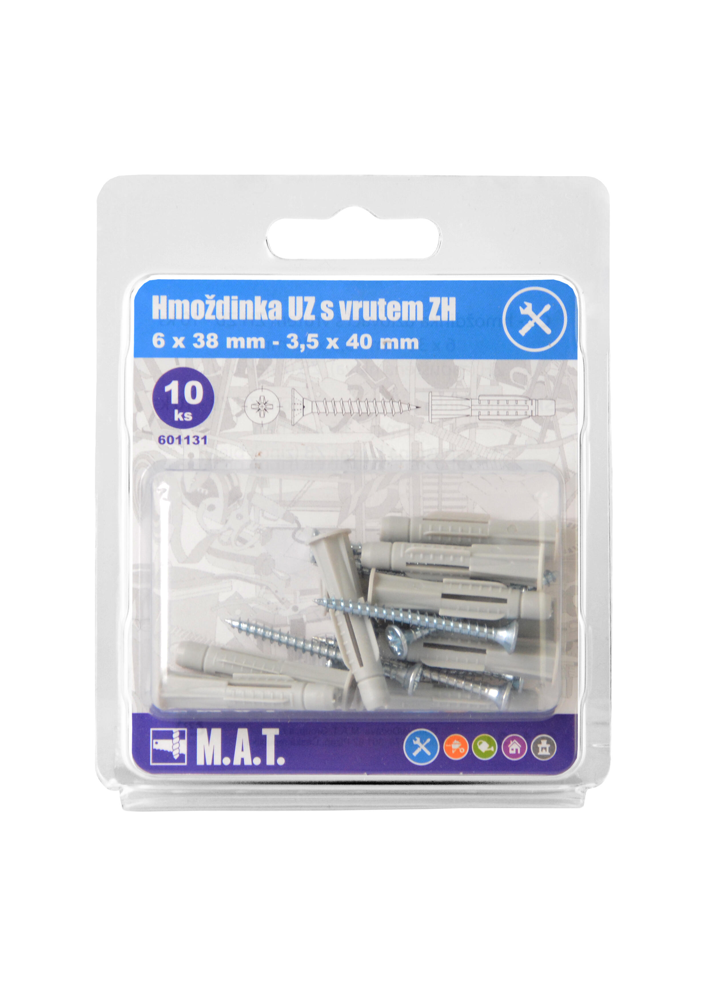 hmoždinka UZ pr. 6mm s vrutem PH ZB (10ks) 0.04 Kg MTA MAXMIX Sklad14 601141