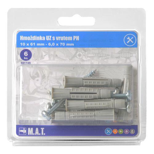 hmoždinka UZ pr.10mm s vrutem PH ZB (6ks) 0.09 Kg MTA MAXMIX Sklad14 601145