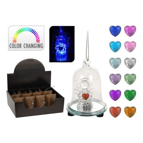 dekorace LED ZVONEK s andělíčkem pr.6x8cm sklo mix 0.04 Kg MTA MAXMIX Sklad14 385410