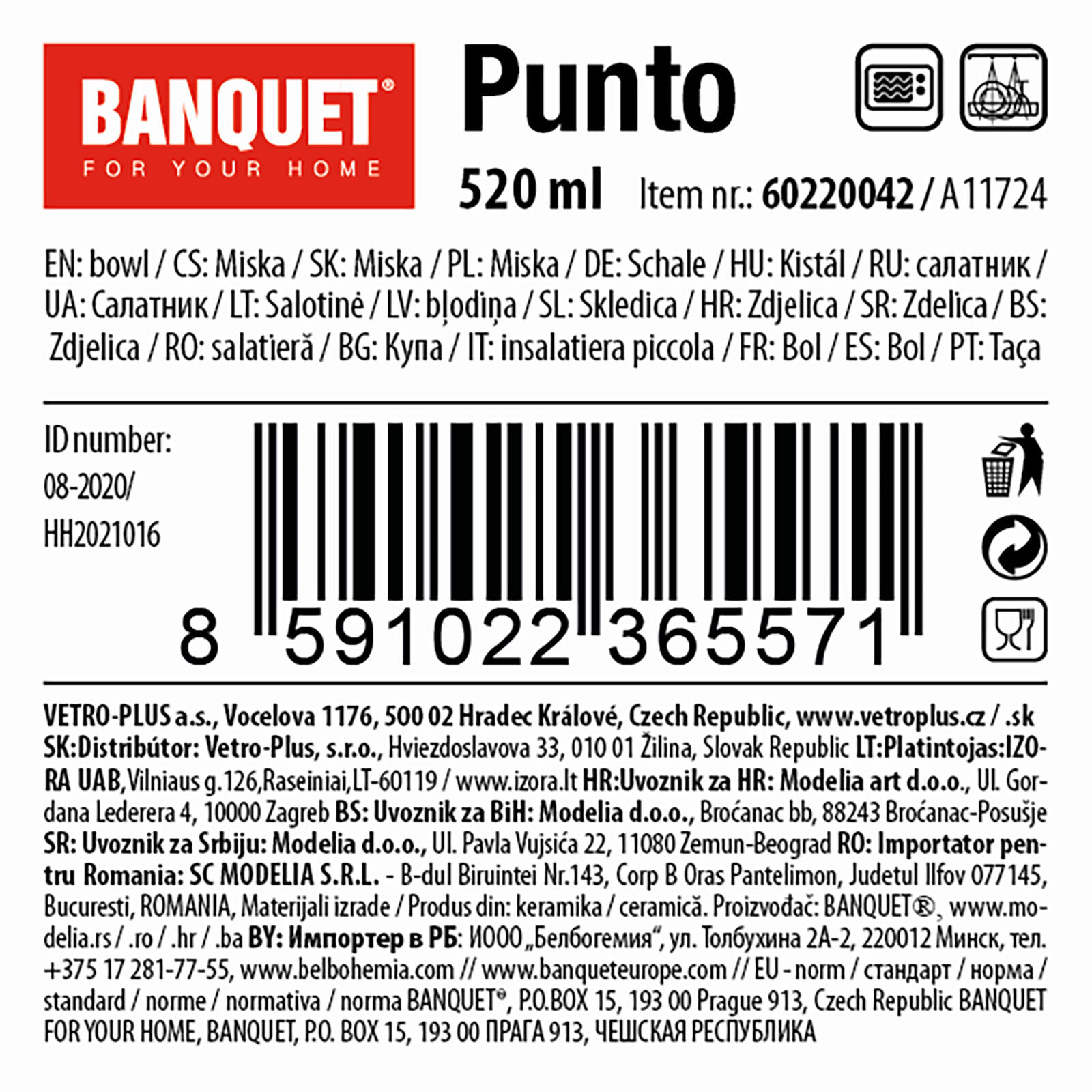 miska 520ml PUNTÍKY keramická mix barev 0.32 Kg MTA MAXMIX Sklad14 369278