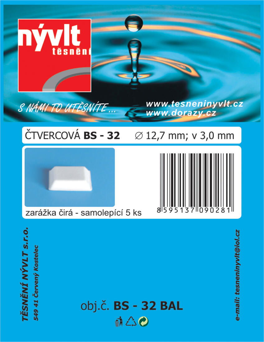 doraz samolep.čtverc.š.12,7mm v.3mm TRA  BS-32 (5ks) 0.00 Kg MTA MAXMIX Sklad14 606813